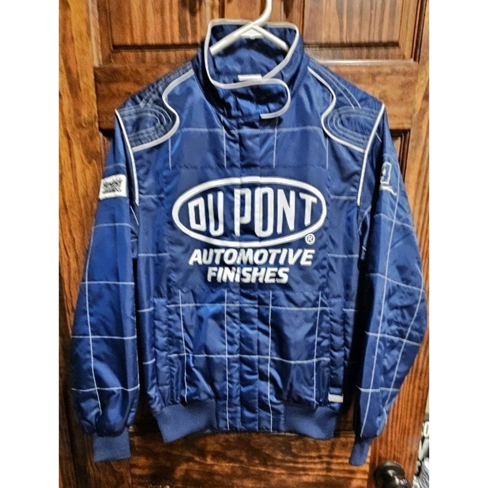 Vintage 90s Jeff Gordon Chase Authentics Dupont Women M Nascar Jacket Blue 24